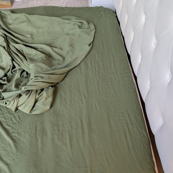 Pure Bamboo Green Queen Fitted Sheets & Flat Sheets Flowy Cooling Breathable - Picture 4 of 13